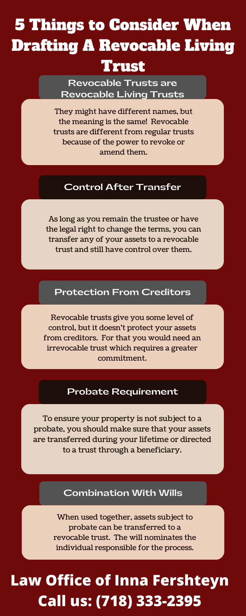 5 Things to Consider When Drafting A Revocable Living Trust Infographic